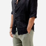 Camisa Lino manga corta cuello Mao