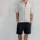 Camisa Lino manga corta cuello Mao